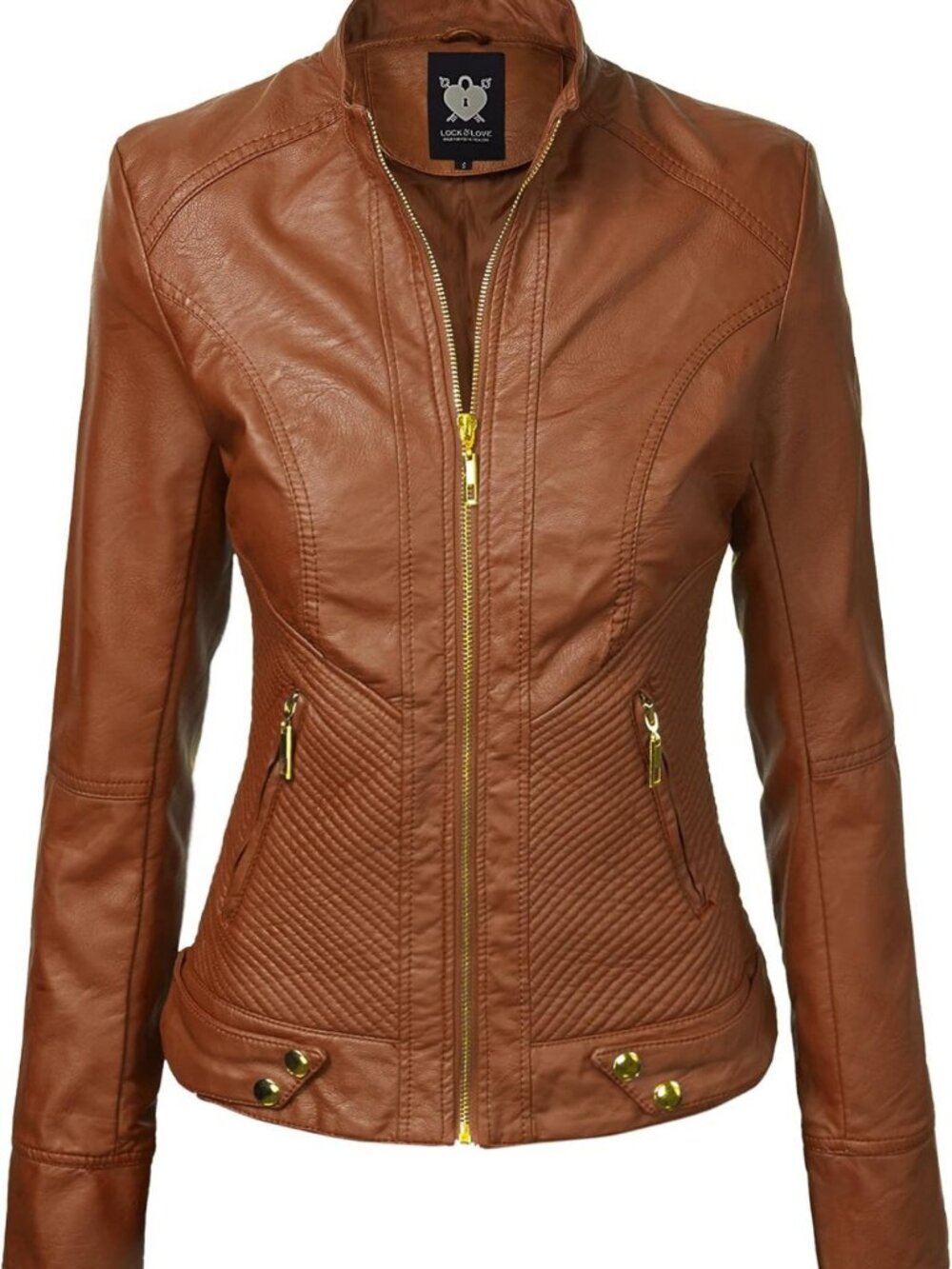 Chic Slim Fit Vegan Leather Moto Jacket for Women - Stylish Biker Coat